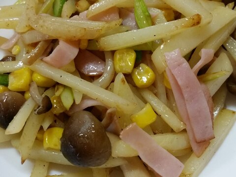 じゃがいもとアスパラの塩バター炒め